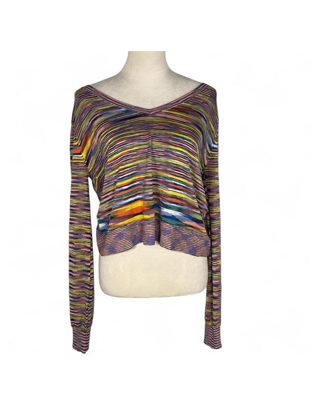 Vintage Y2K BCBG rainbow striped off the  shoulder top